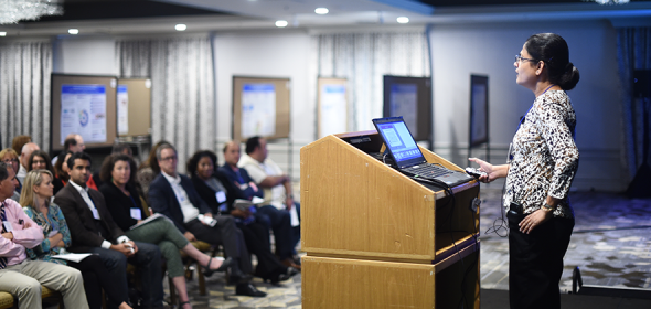 CHCF Health Care Leadership Program Fellow speaks to cohort.