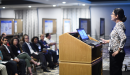 CHCF Health Care Leadership Program Fellow speaks to cohort.